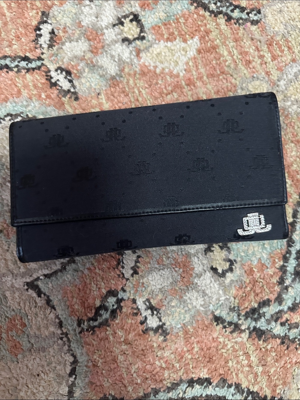 Jennifer Lopez Black Fold-Over Women's Wallet with Logo Accent